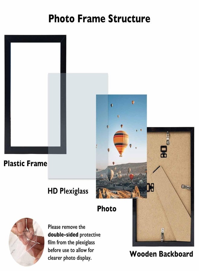 JCJMY 7x9 Picture Frame Black for Wall Hanging or Tabletop- Wall Mounting Horizontally or Vertically, 7 x 9 Wall Gallery Poster Photo Frame for 7 by 9 Photos, Black - Image 2